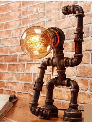 Robot Human Figures Iron Pipe Table Lamps - MaviGadget