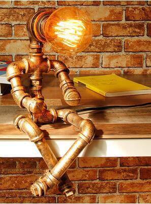 Robot Human Figures Iron Pipe Table Lamps - MaviGadget