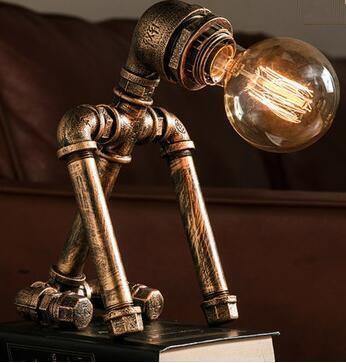 Robot Human Figures Iron Pipe Table Lamps - MaviGadget
