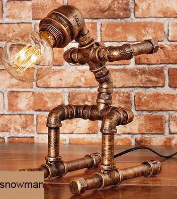 Robot Human Figures Iron Pipe Table Lamps - MaviGadget