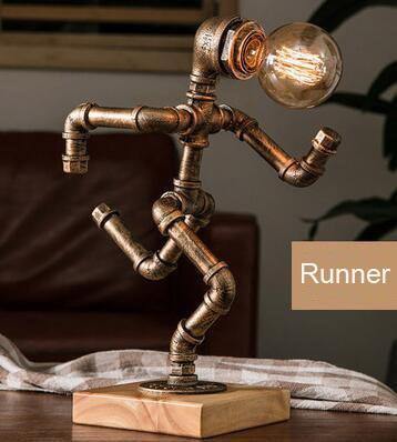 Robot Human Figures Iron Pipe Table Lamps - MaviGadget