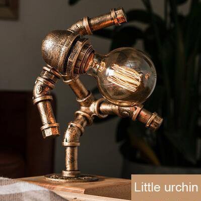 Robot Human Figures Iron Pipe Table Lamps - MaviGadget