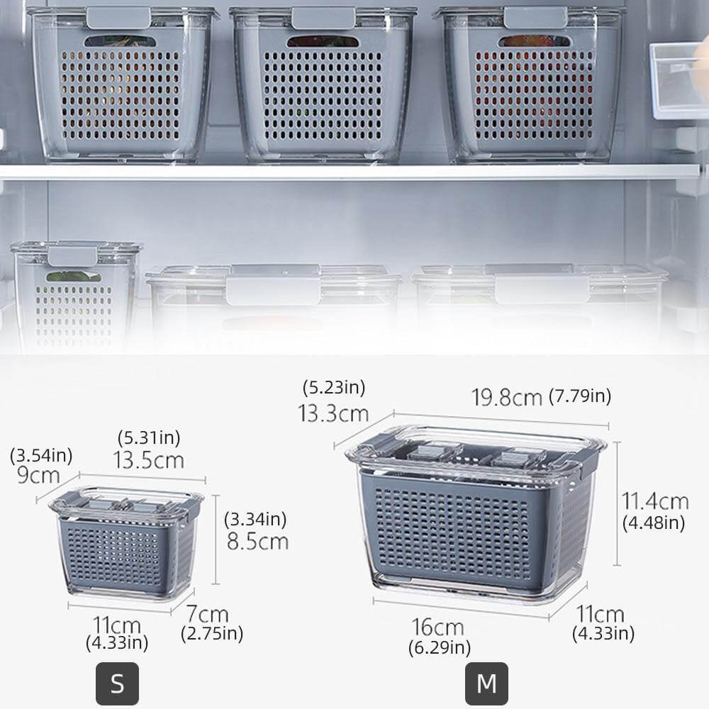 Multifunctional Vegetables & Fruit Fridge Drain Organizer Box with Lid - MaviGadget