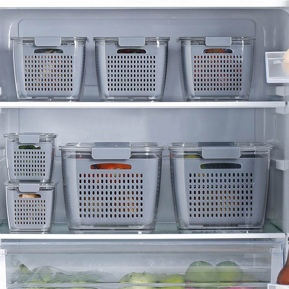 Multifunctional Vegetables & Fruit Fridge Drain Organizer Box with Lid - MaviGadget