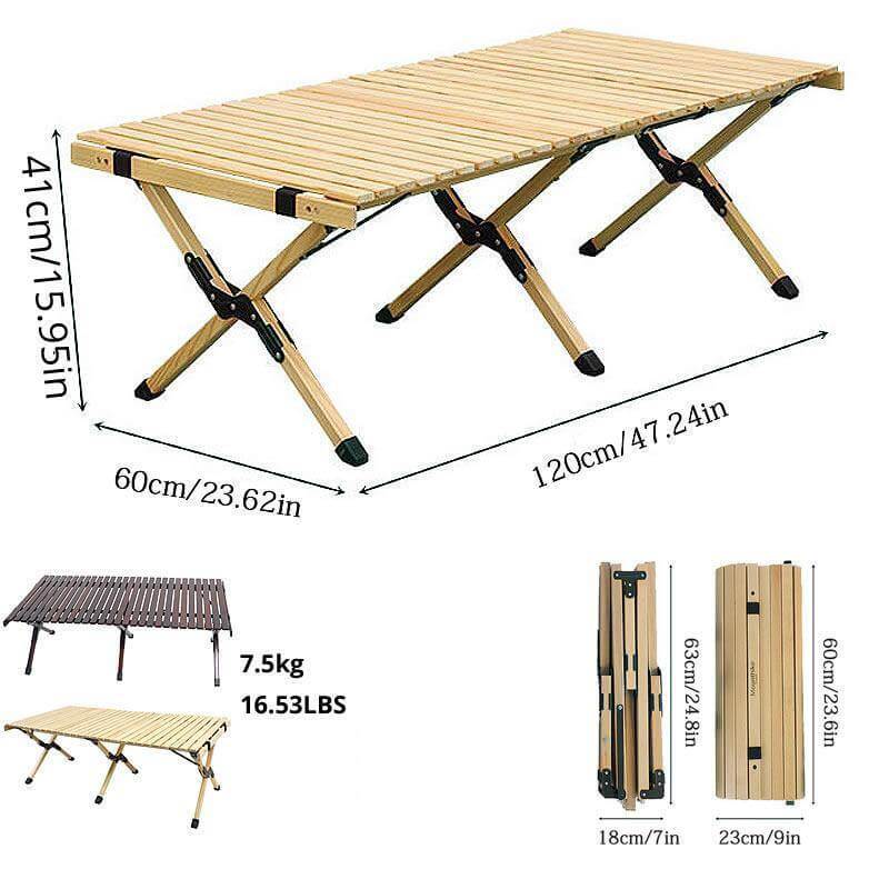 Outdoor Folding Durable Wood Table - MaviGadget