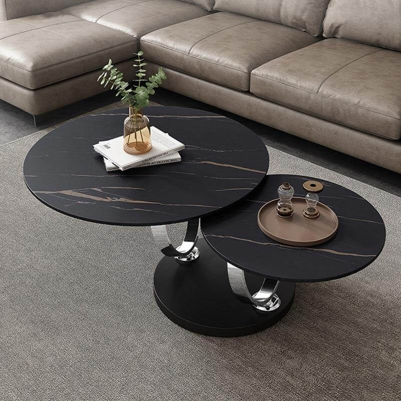 Italian Modern Two-layer Coffee Side Table with Marble Top - MaviGadget