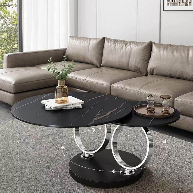 Italian Modern Two-layer Coffee Side Table with Marble Top - MaviGadget