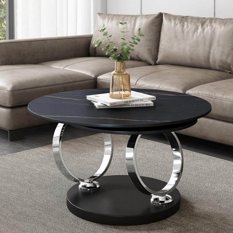 Italian Modern Two-layer Coffee Side Table with Marble Top - MaviGadget