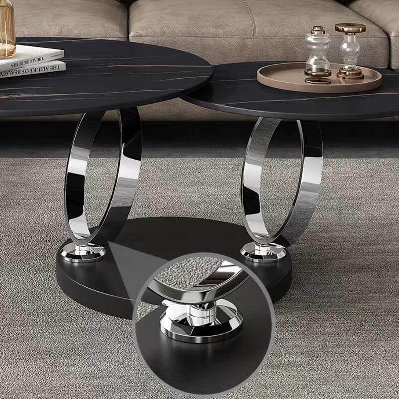 Italian Modern Two-layer Coffee Side Table with Marble Top - MaviGadget