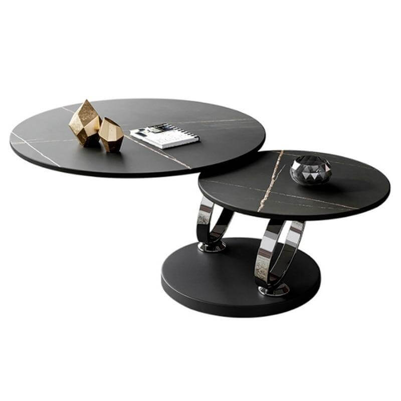 Italian Modern Two-layer Coffee Side Table with Marble Top - MaviGadget