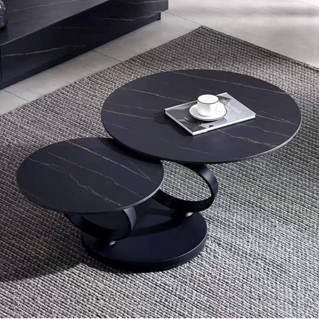 Italian Modern Two-layer Coffee Side Table with Marble Top - MaviGadget