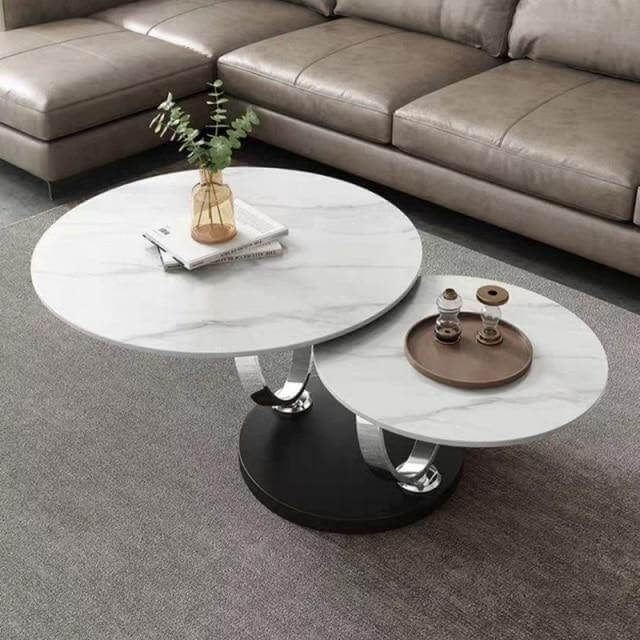 Italian Modern Two-layer Coffee Side Table with Marble Top - MaviGadget