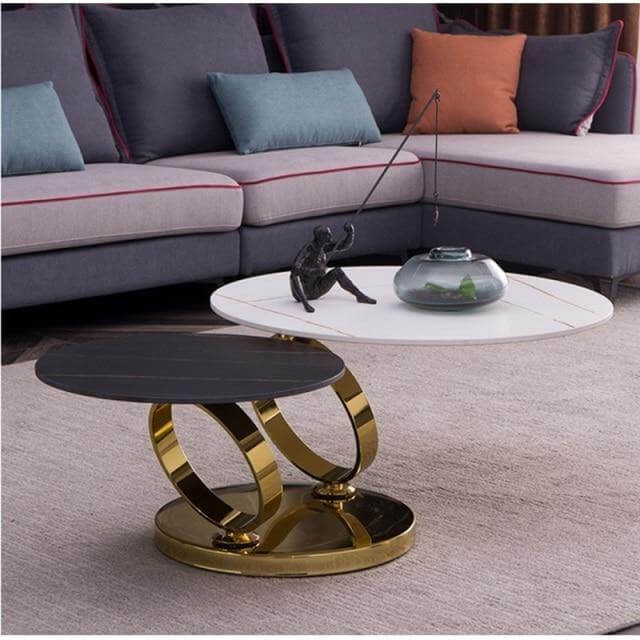 Italian Modern Two-layer Coffee Side Table with Marble Top - MaviGadget