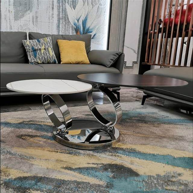 Italian Modern Two-layer Coffee Side Table with Marble Top - MaviGadget