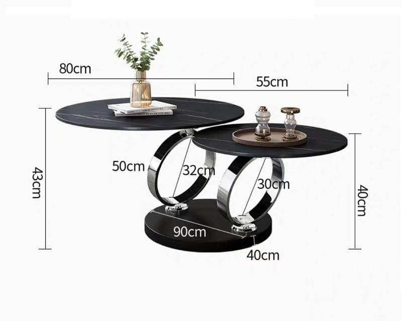 Italian Modern Two-layer Coffee Side Table with Marble Top - MaviGadget