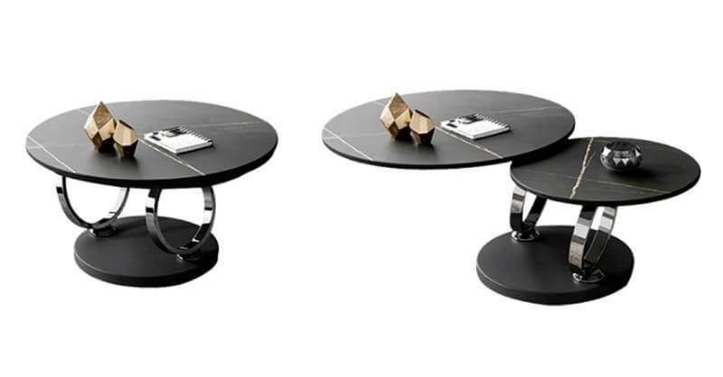 Italian Modern Two-layer Coffee Side Table with Marble Top - MaviGadget