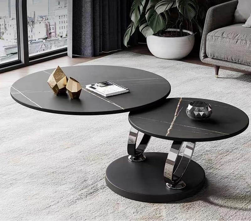 Italian Modern Two-layer Coffee Side Table with Marble Top - MaviGadget