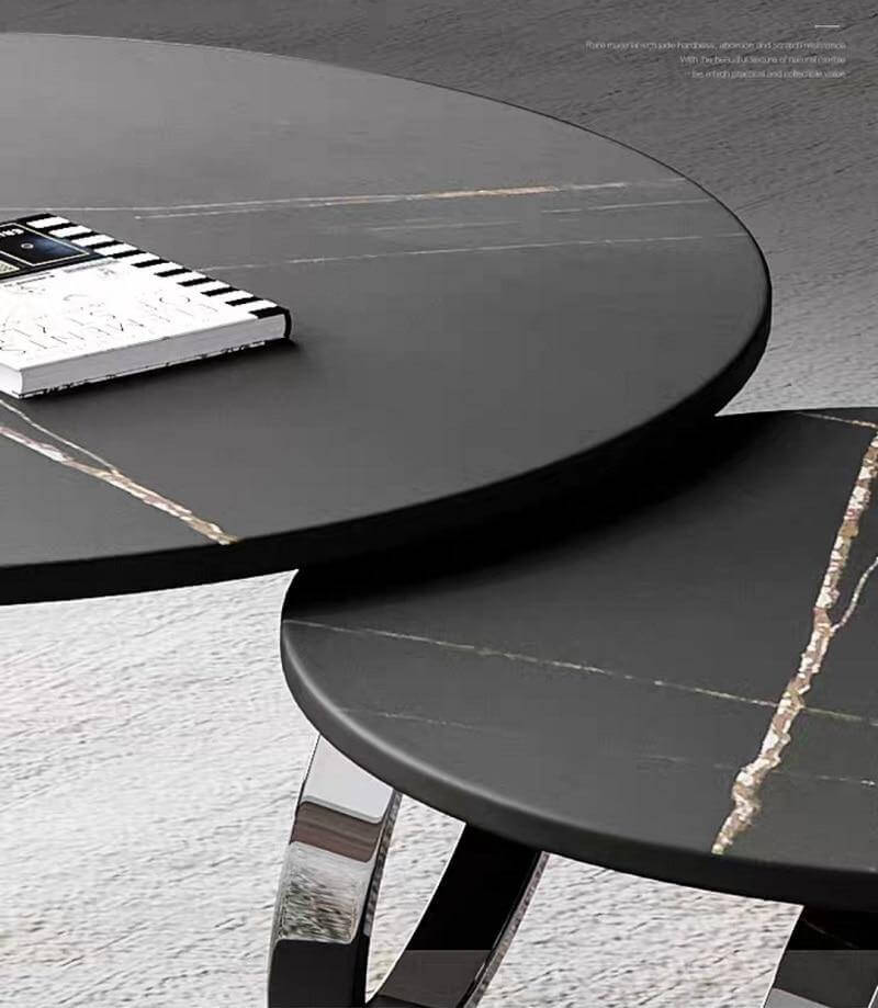 Italian Modern Two-layer Coffee Side Table with Marble Top - MaviGadget