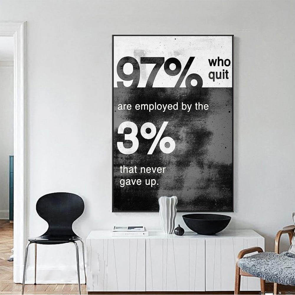 Never Gave Up Modern Black And White Motivational Poster - MaviGadget