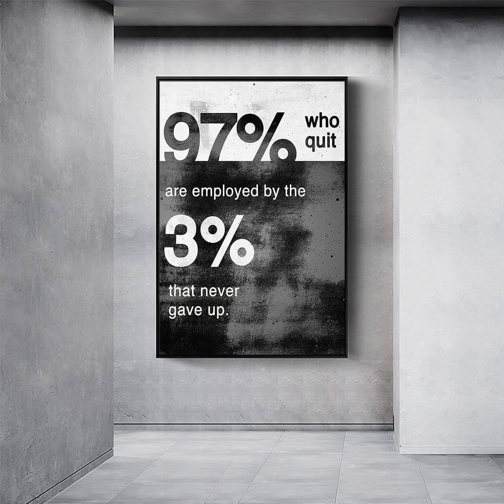 Never Gave Up Modern Black And White Motivational Poster - MaviGadget