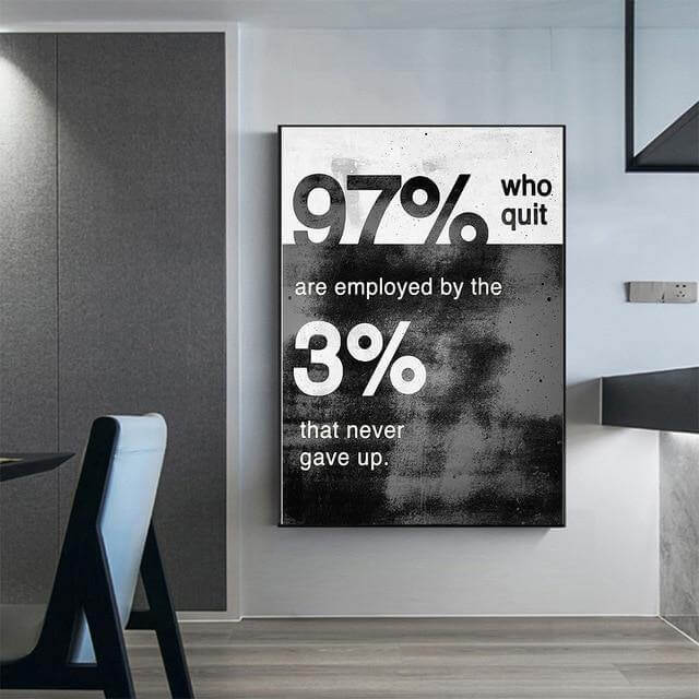 Never Gave Up Modern Black And White Motivational Poster - MaviGadget
