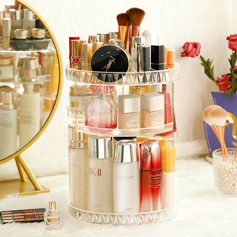 360 Degree Rotation Cosmetic MakeUp Cologne Organizer Box - MaviGadget