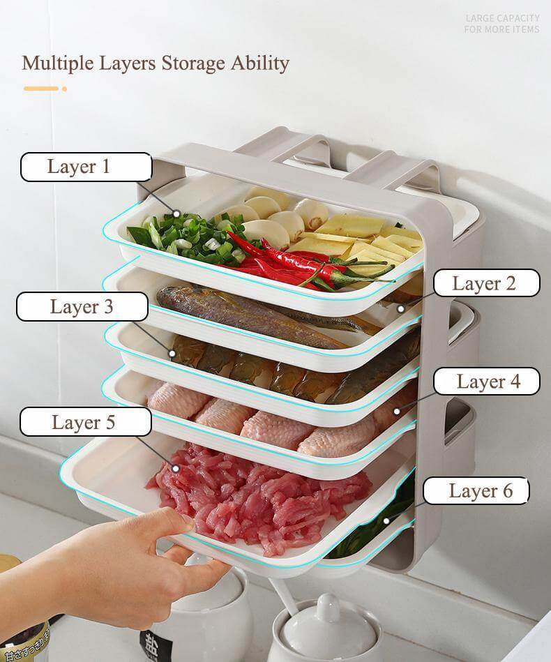 Wall-Mounted Space Saving Kitchen Organizer - MaviGadget