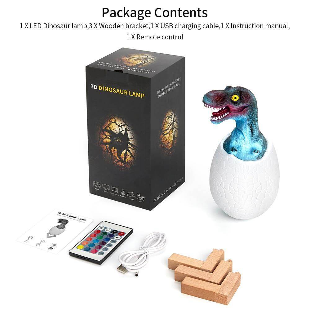 3D Dinosaur Egg Remote Control Colorful Bedside Light - MaviGadget