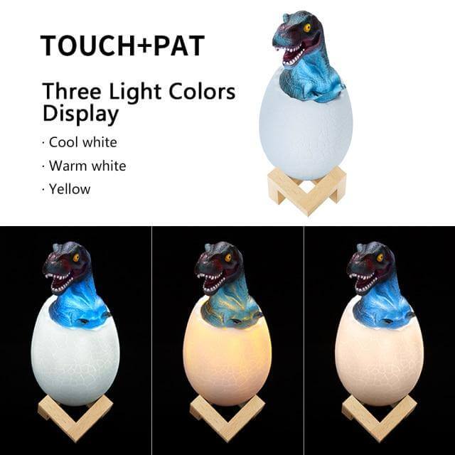3D Dinosaur Egg Remote Control Colorful Bedside Light - MaviGadget