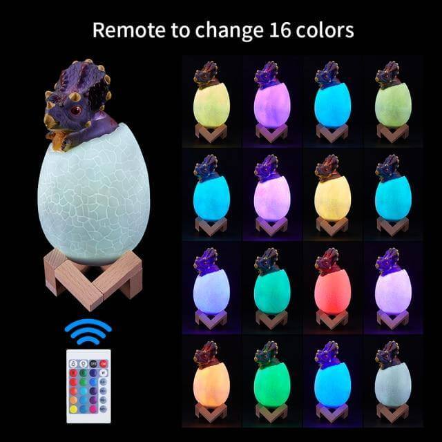 3D Dinosaur Egg Remote Control Colorful Bedside Light - MaviGadget