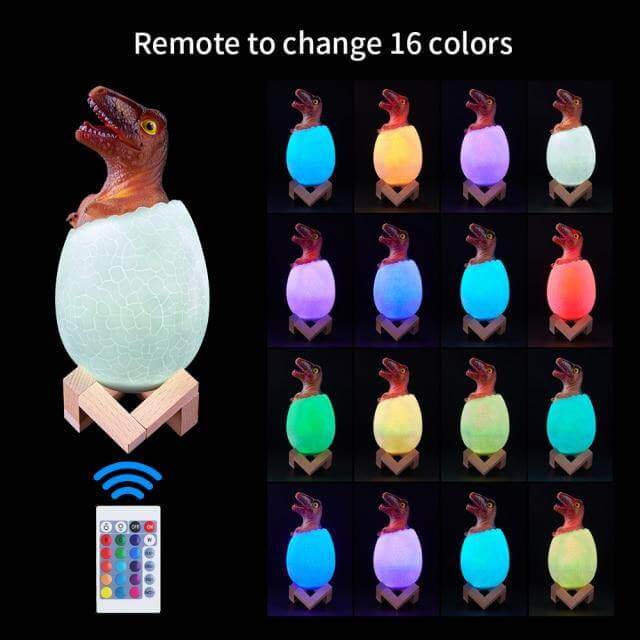 3D Dinosaur Egg Remote Control Colorful Bedside Light - MaviGadget
