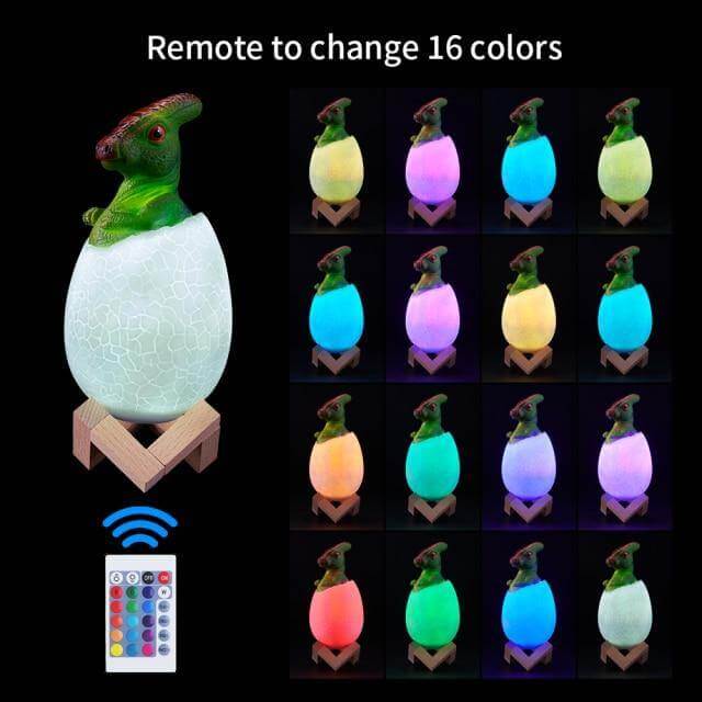 3D Dinosaur Egg Remote Control Colorful Bedside Light - MaviGadget
