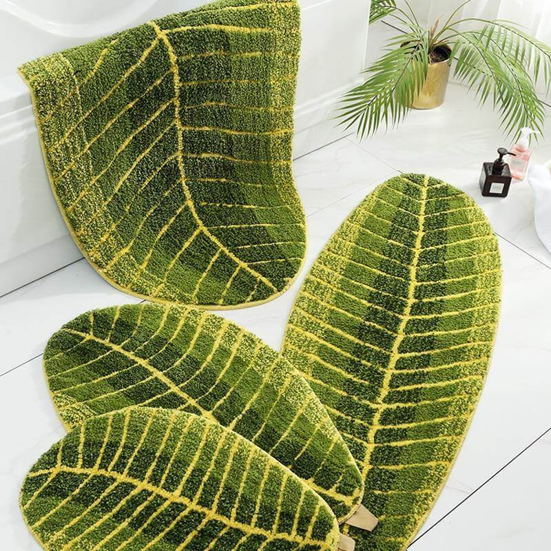 Pure Green Leaf Shape Home Rug - MaviGadget