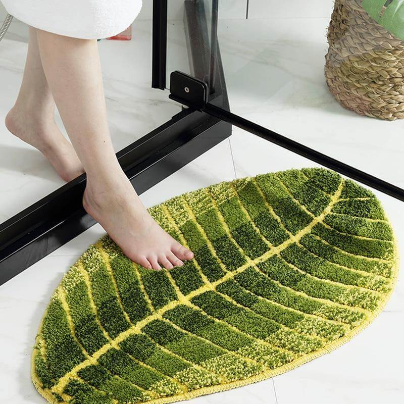 Pure Green Leaf Shape Home Rug - MaviGadget