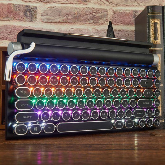 Typewriter Wireless Colorful Backlight Retro Keyboard - MaviGadget