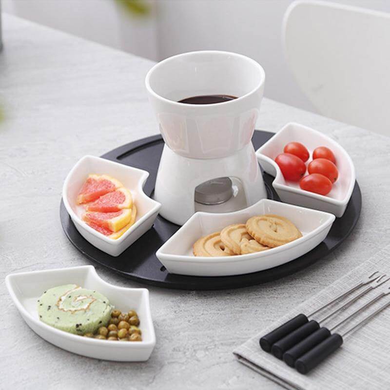 Handmade Ceramic Chocolate Fondue Pot Serving Set - MaviGadget