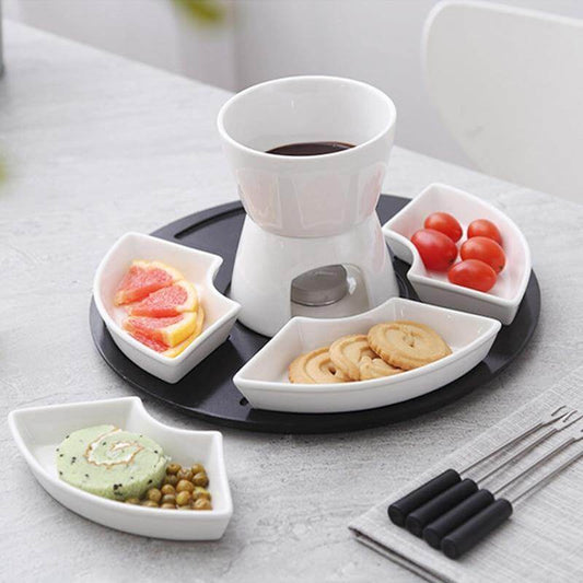 Handmade Ceramic Chocolate Fondue Pot Serving Set - MaviGadget