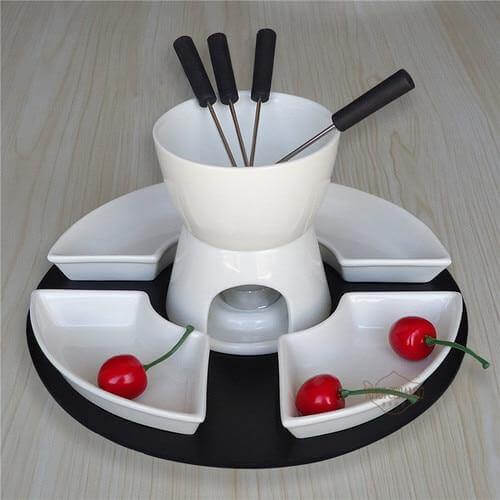Handmade Ceramic Chocolate Fondue Pot Serving Set - MaviGadget