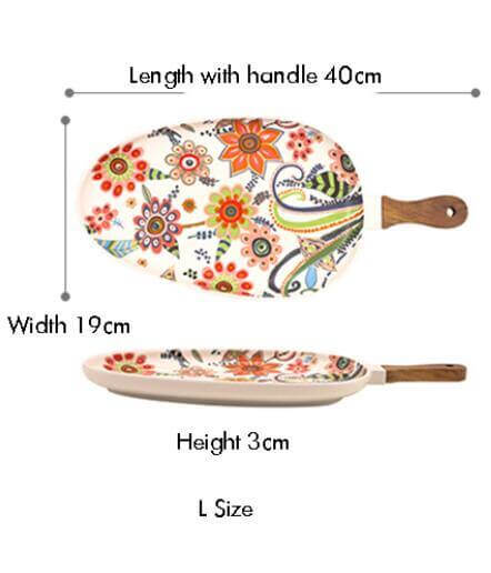 Colorful Ceramic Floral Pattern Serving Plate - MaviGadget