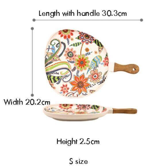 Colorful Ceramic Floral Pattern Serving Plate - MaviGadget