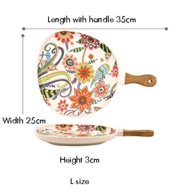 Colorful Ceramic Floral Pattern Serving Plate - MaviGadget