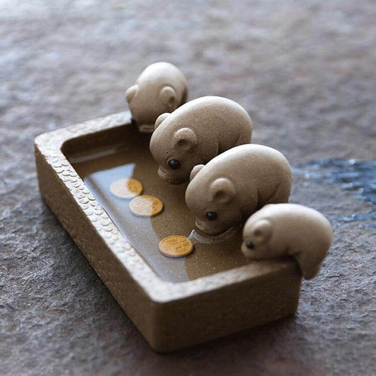 Four Little Pigs Tea Tray Kung Fu Decorative Ornaments - MaviGadget