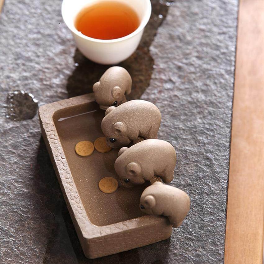 Four Little Pigs Tea Tray Kung Fu Decorative Ornaments - MaviGadget