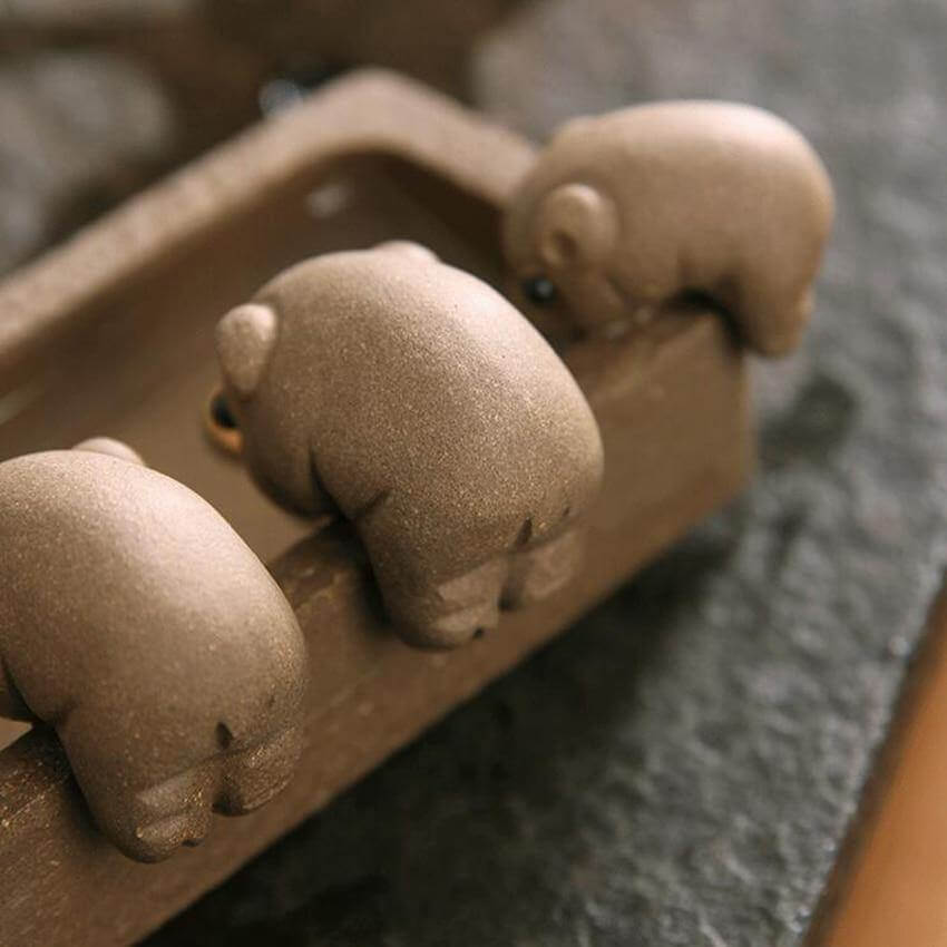 Four Little Pigs Tea Tray Kung Fu Decorative Ornaments - MaviGadget