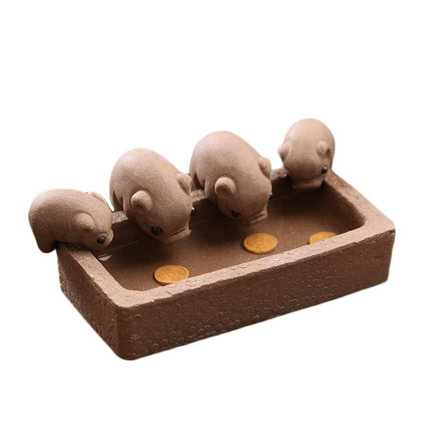 Four Little Pigs Tea Tray Kung Fu Decorative Ornaments - MaviGadget
