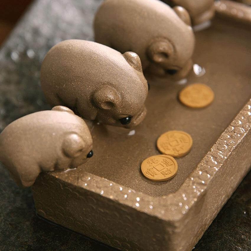 Four Little Pigs Tea Tray Kung Fu Decorative Ornaments - MaviGadget