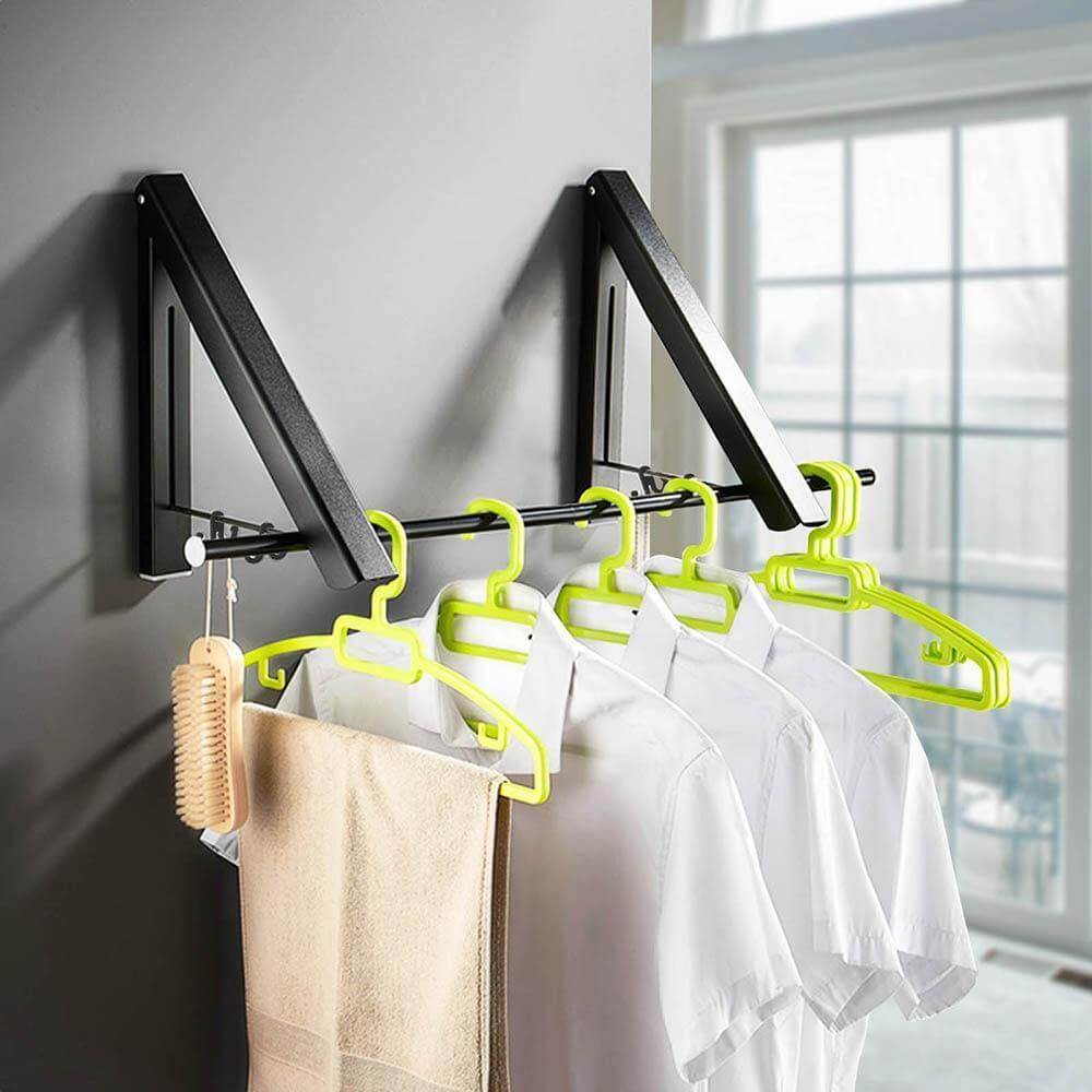 Wall Mounted Retractable Folding Clothes Rack - MaviGadget