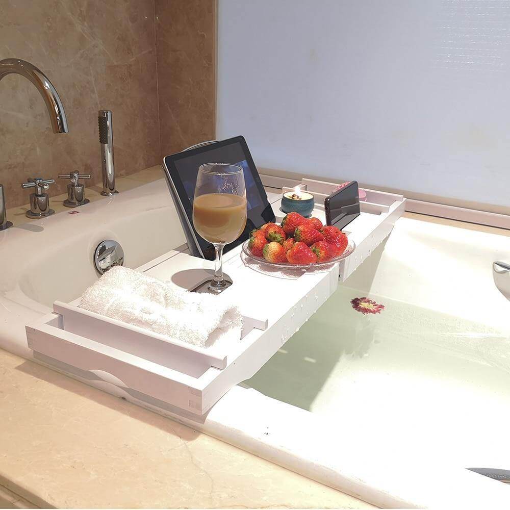Extendable Bathtub Non-Slip Food Drink Tray - MaviGadget