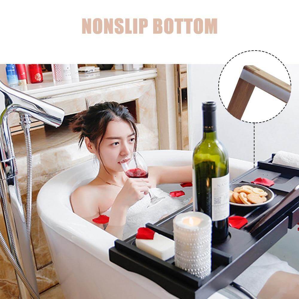Extendable Bathtub Non-Slip Food Drink Tray - MaviGadget