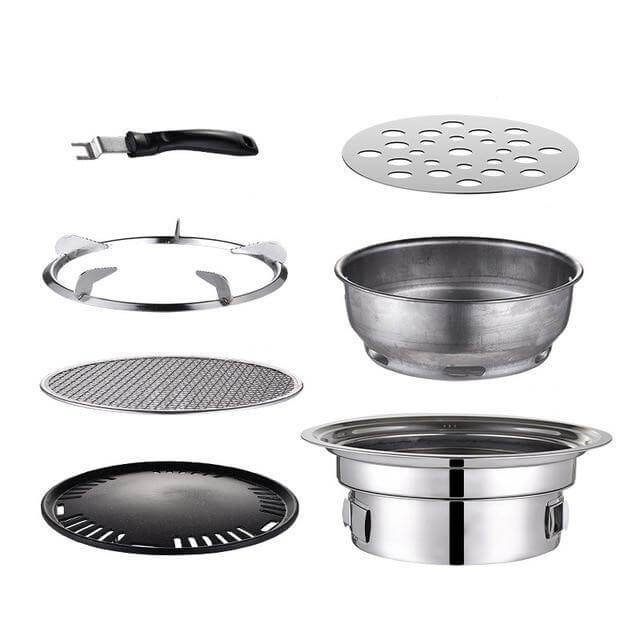Portable Korean Style Stainless Steel Charcoal Camping Grill - MaviGadget